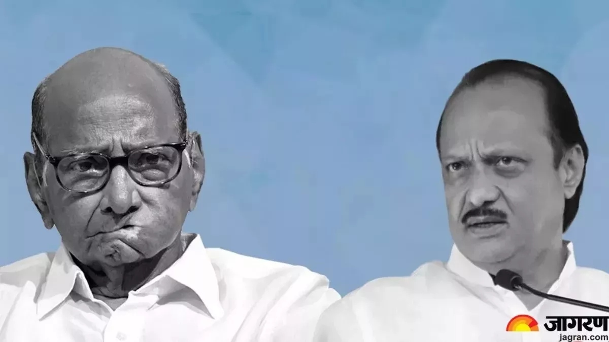 शरद पवार और अजित पवार।
